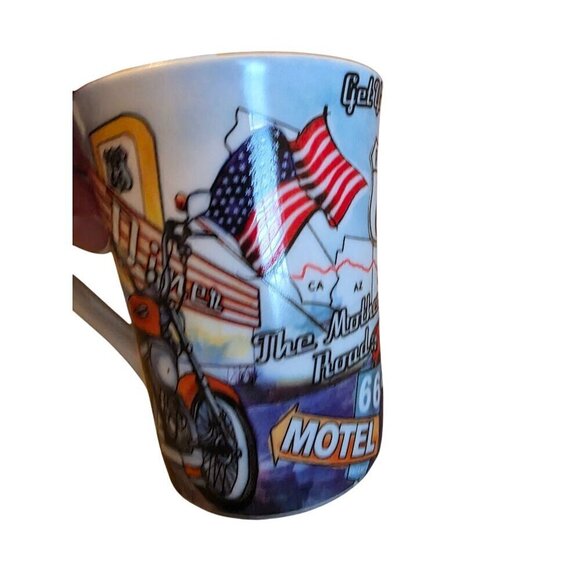 Route 66 Mug Get Your Kicks Cadillac Ranch Motorcycle Car Retro Design Coffee Te - Picture 3 of 16